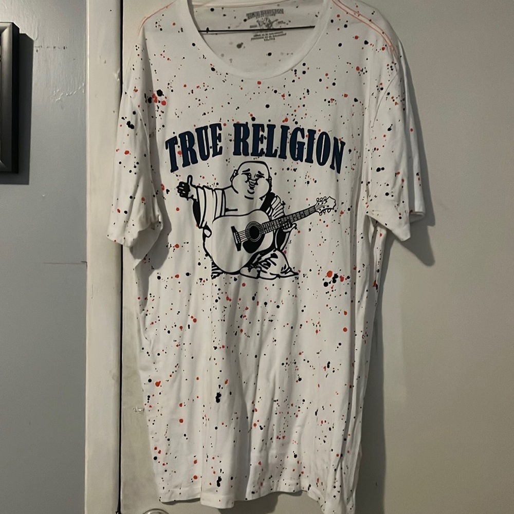 White blue orange true religion tshirt 2xl